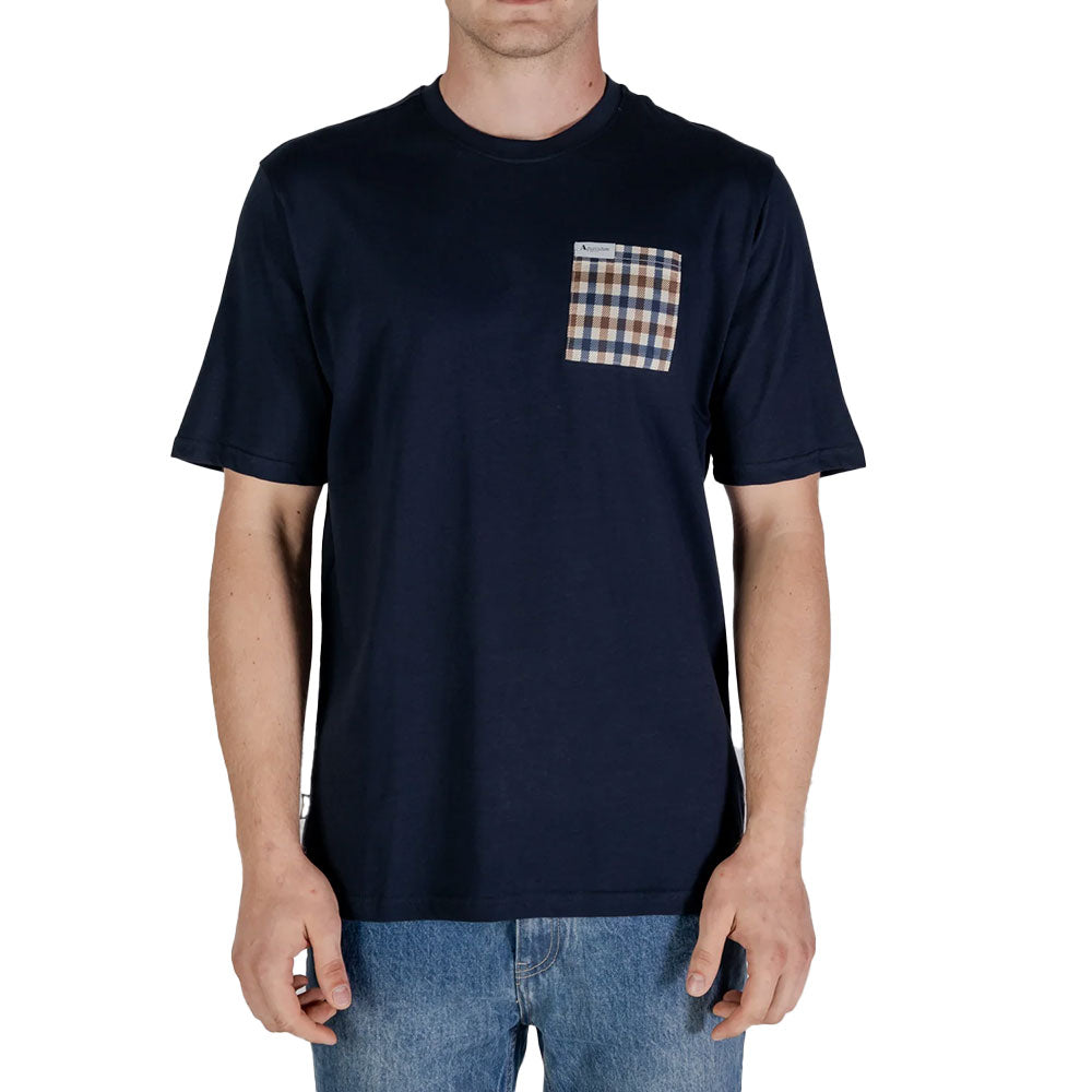 Aquascutum Active Club Check Pocket T-Shirt - Navy