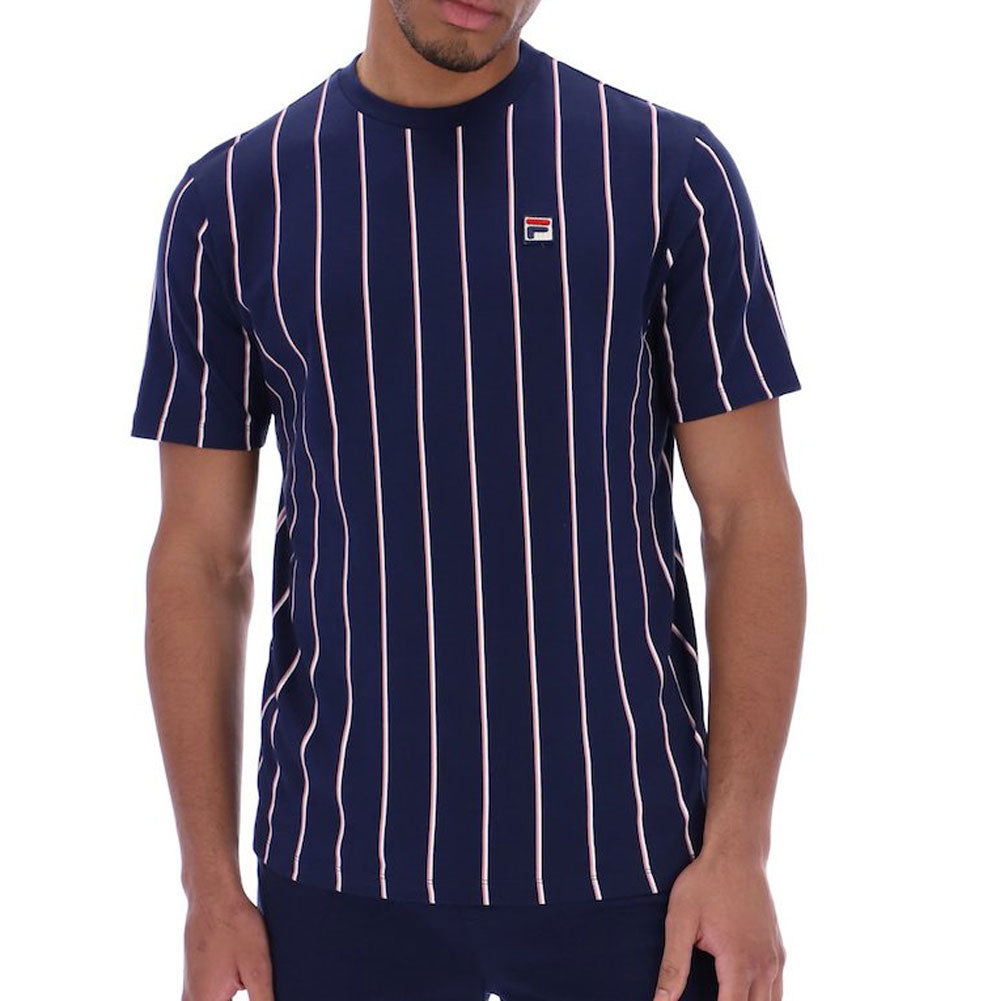 FILA vintage Pin Striped T shirt - Navy Wisteria Gardenia