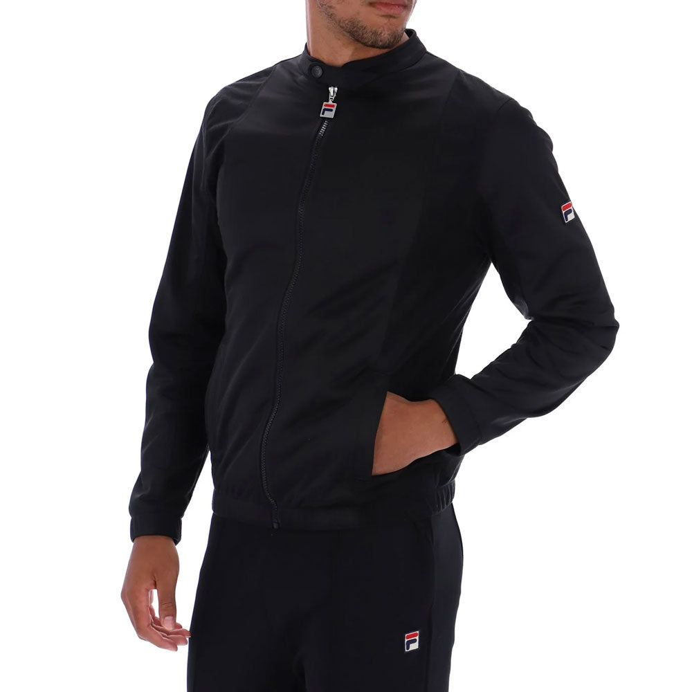 Black fila track jacket best sale