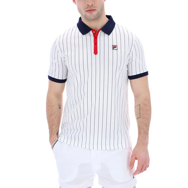 Fila Vintage BB1 Classic Vintage Striped Polo -  White/ Navy/ Red