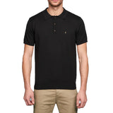 Gabicci Vintage Mens Jackson three button Knitted Polo - Black V00GK04