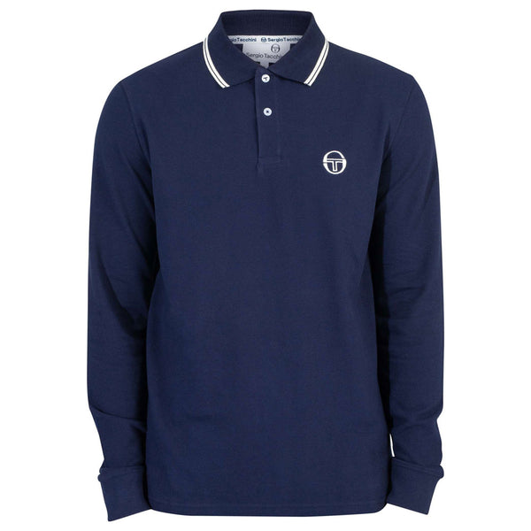 Sergio Tacchini 020 Long Sleeve Polo Shirt - Maritime Blue/Gardenia