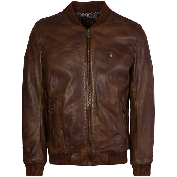 Gabicci Vintage 1973 Leather Bomber Jacket - Desert Brown AGABJ01